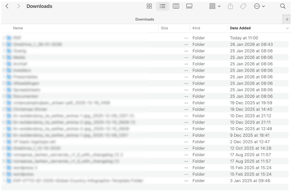 Screenshot van de georganiseerde downloads folder met nette mappen