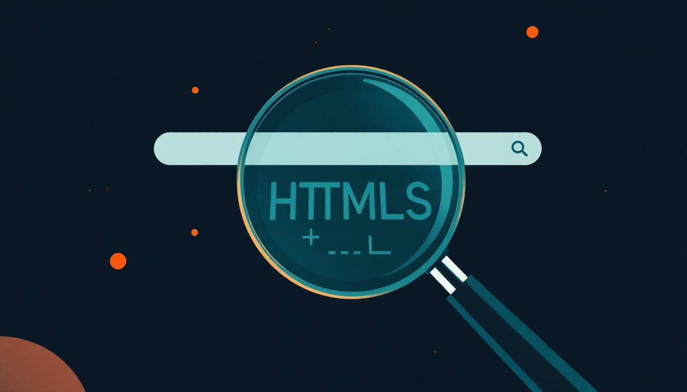 HTML-code onder een vergrootglas — zoekmachinetags inspecteren