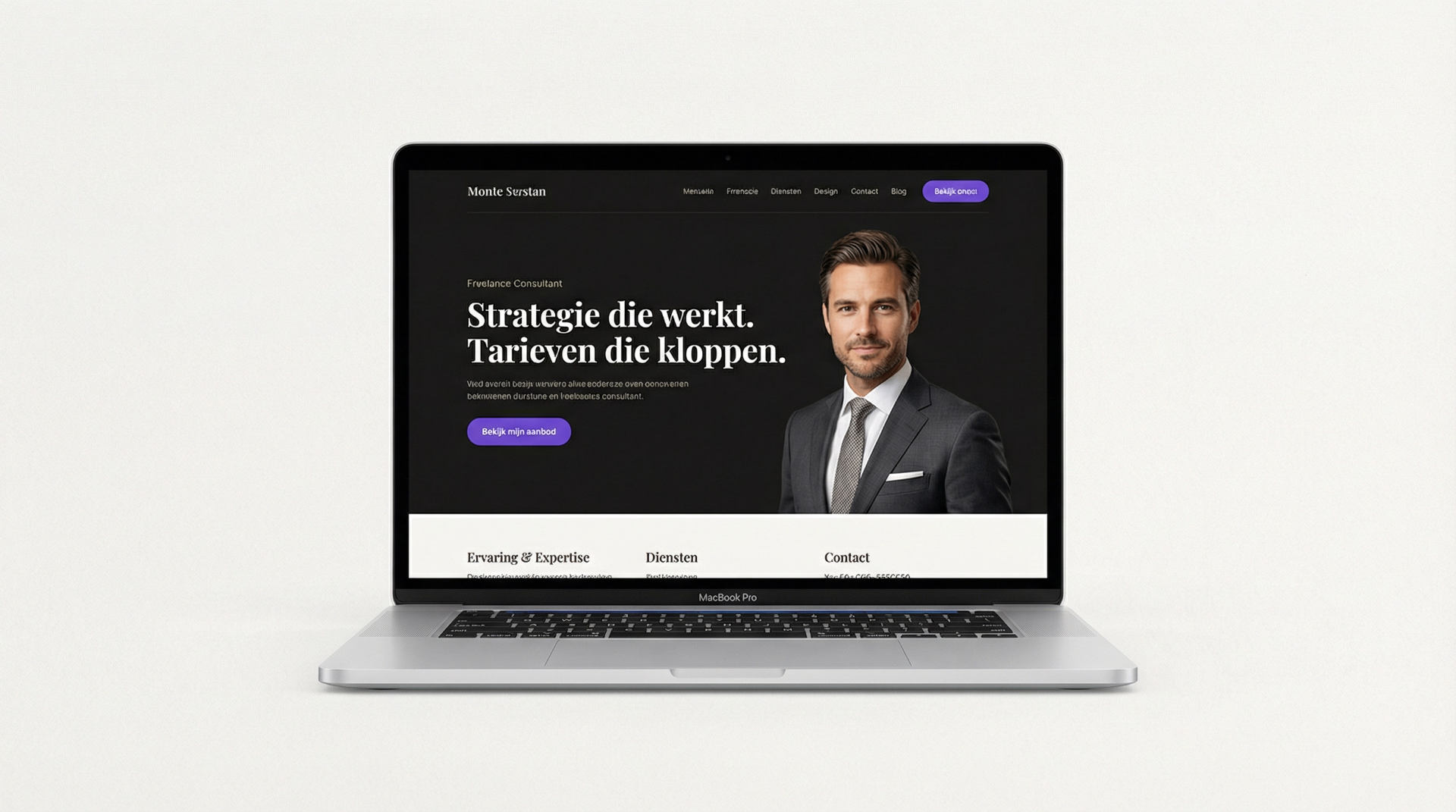 Premium website voor freelance consultant met donker design